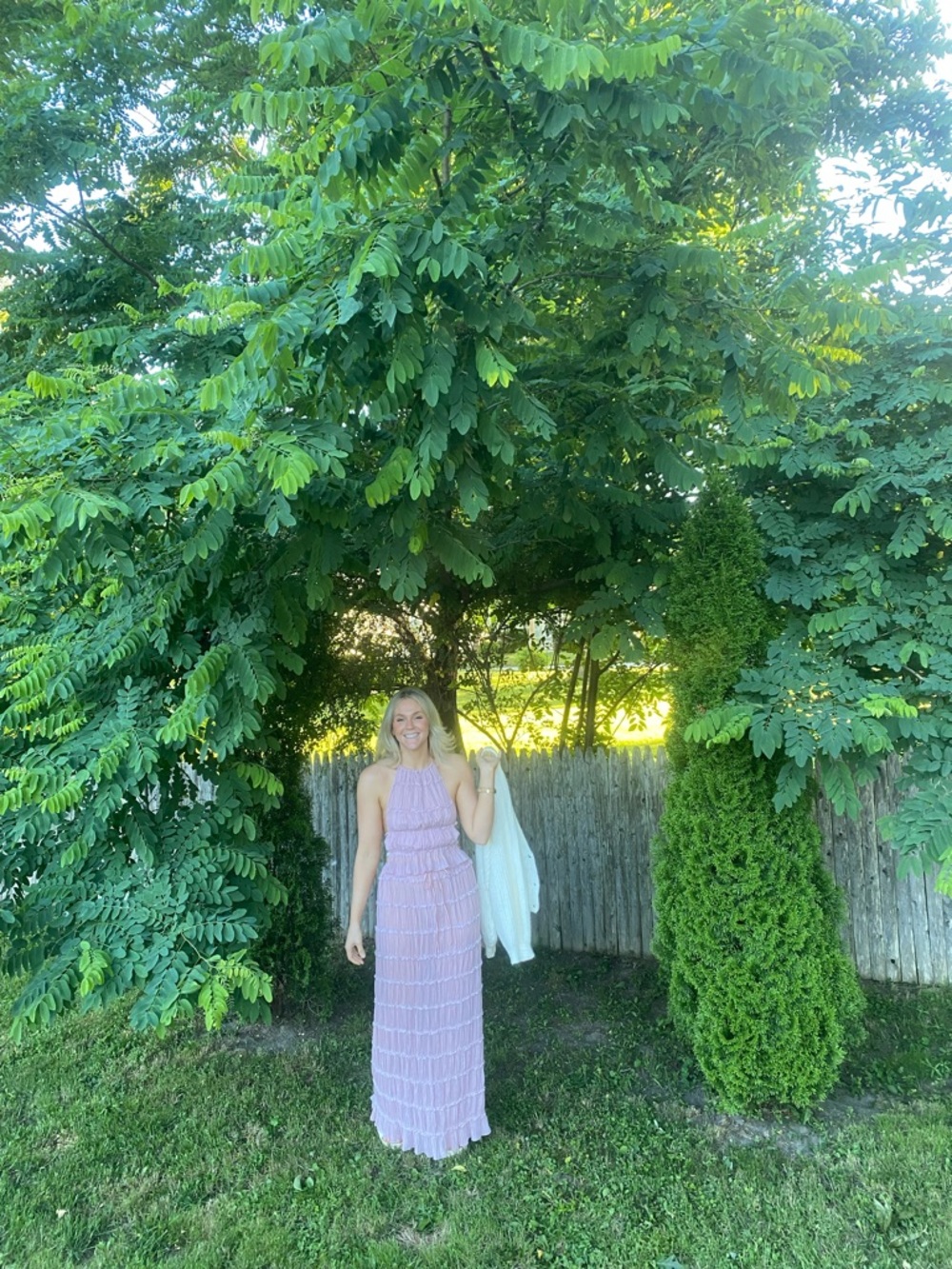 Lilac Tiered Maxi skirt set with Open Sides and back - Picture 3 of 5